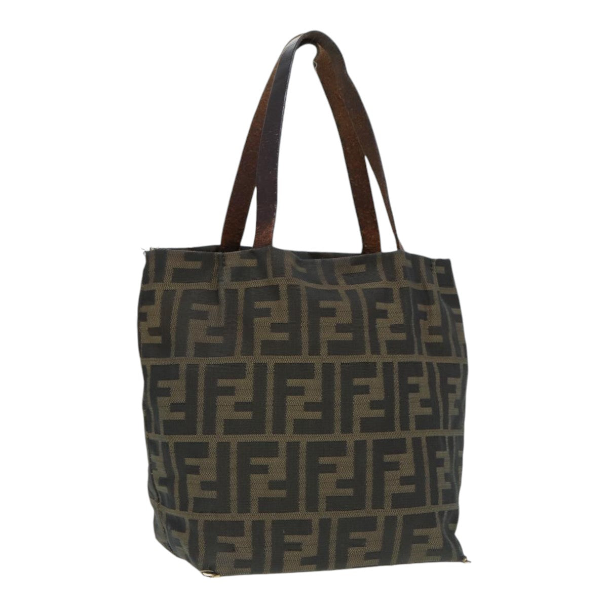 FENDI Zucca Canvas Hand Bag Brown Black Silverep5241