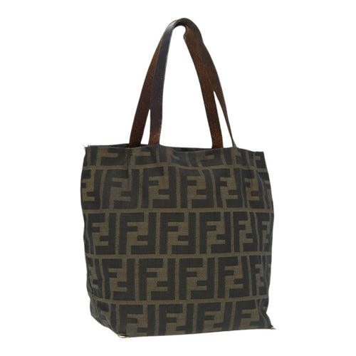 FENDI Zucca Canvas Hand Bag Brown Black Silverep5241