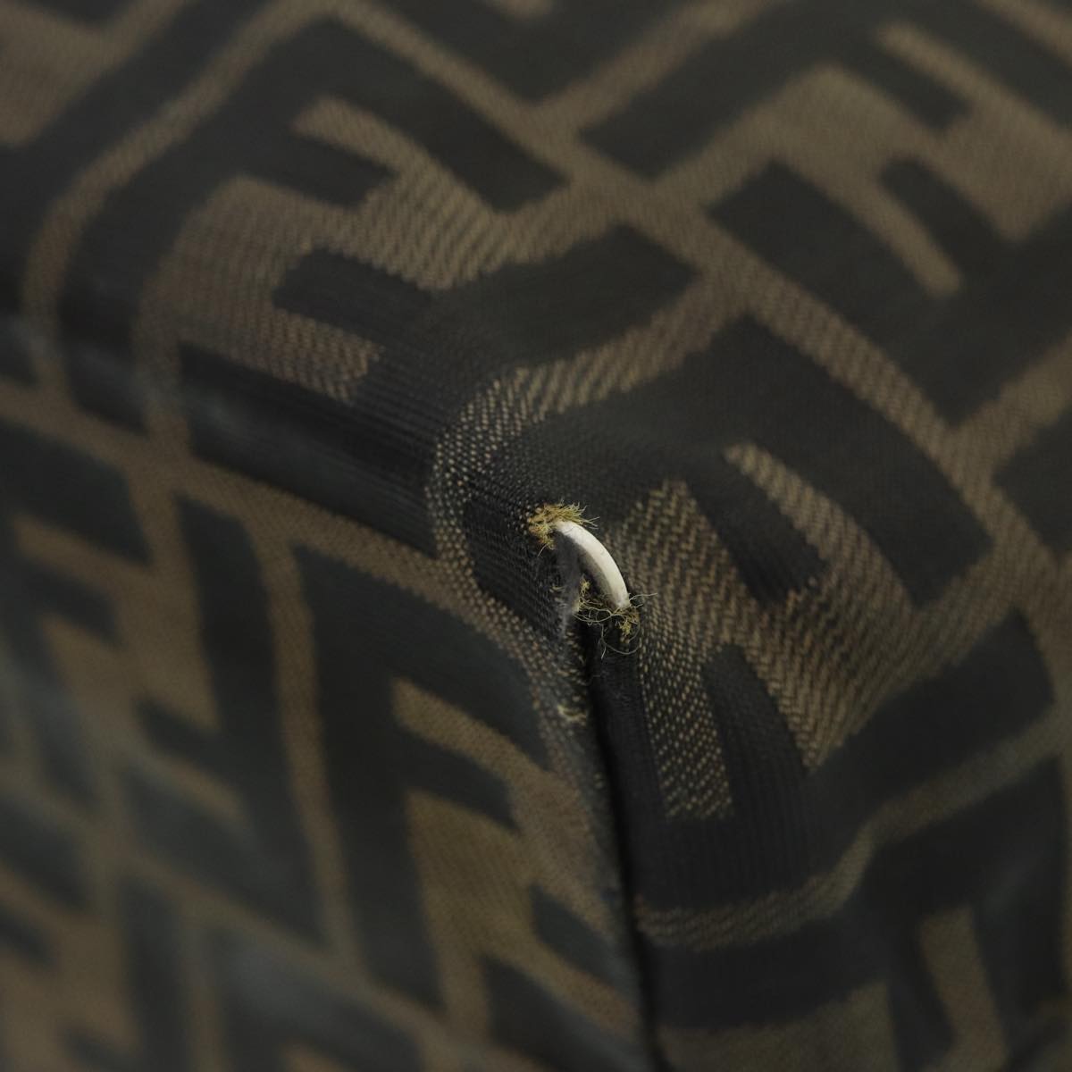 FENDI Zucca Canvas Hand Bag Brown Black Silverep5241