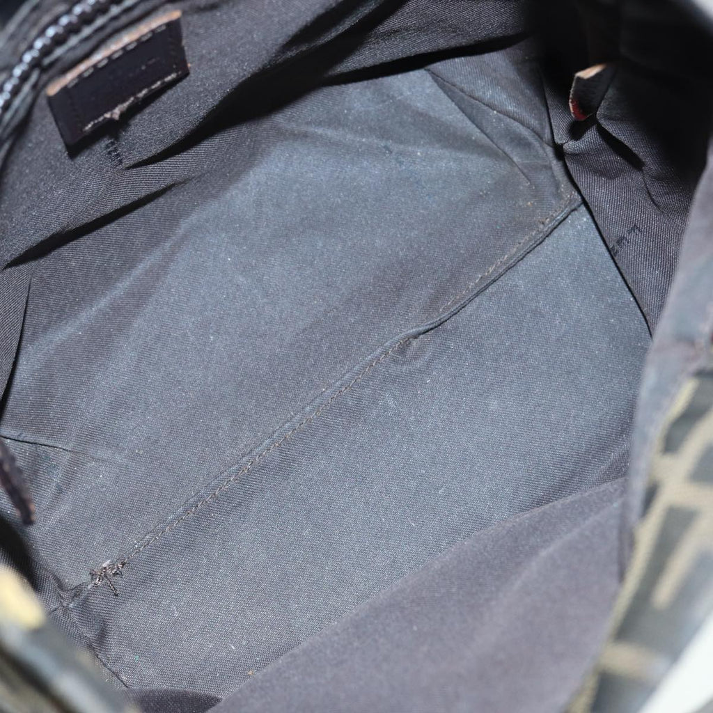 FENDI Zucca Canvas Hand Bag Brown Black Silverep5241