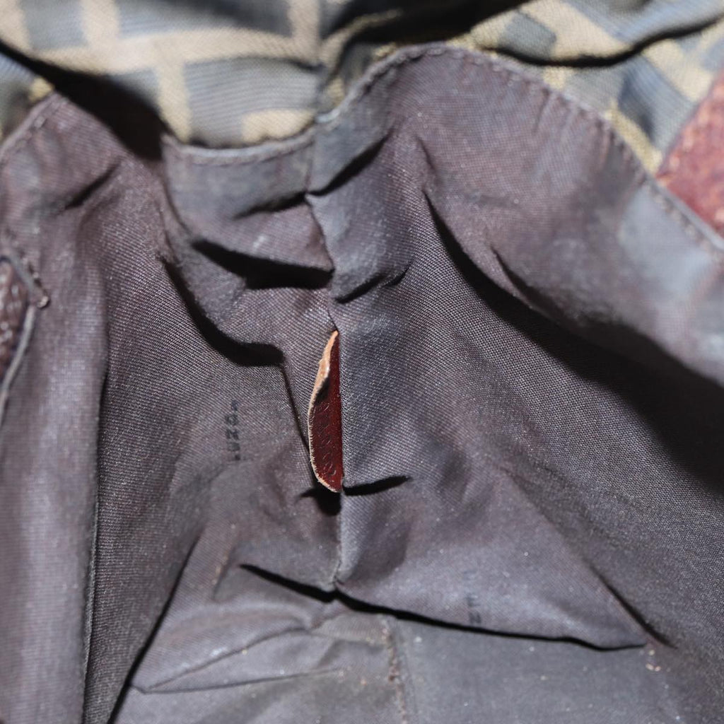 FENDI Zucca Canvas Hand Bag Brown Black Silverep5241