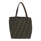 FENDI Zucca Canvas Hand Bag Brown Black Silverep5241