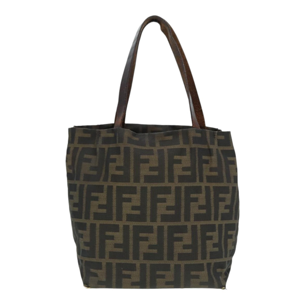 FENDI Zucca Canvas Hand Bag Brown Black Silverep5241