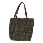 FENDI Zucca Canvas Hand Bag Brown Black Silverep5241