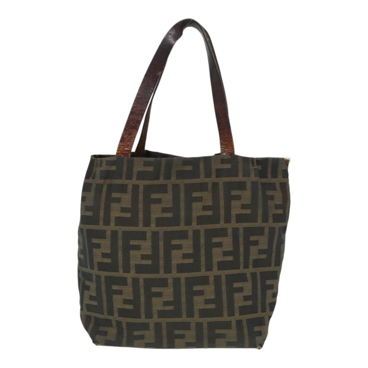FENDI Zucca Canvas Hand Bag Brown Black Silverep5241