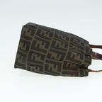 FENDI Zucca Canvas Hand Bag Brown Black Silverep5241