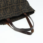 FENDI Zucca Canvas Hand Bag Brown Black Silverep5241