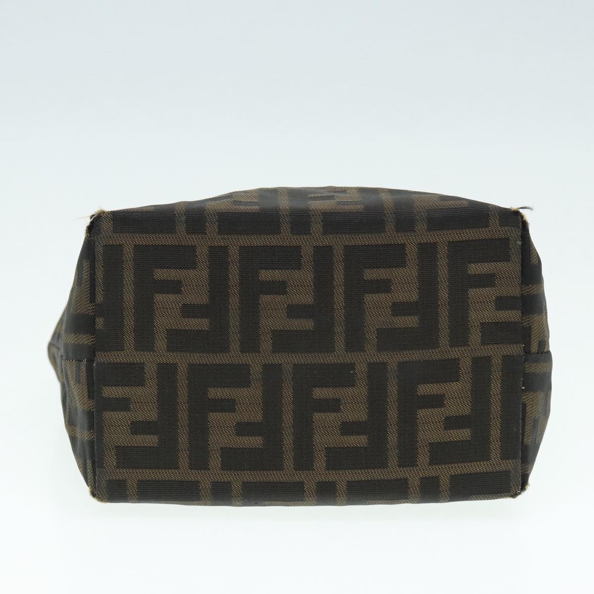 FENDI Zucca Canvas Hand Bag Brown Black Silverep5241