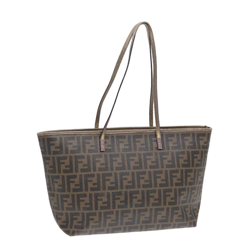 FENDI Zucca Canvas Tote Bag Brown Black goldep5268