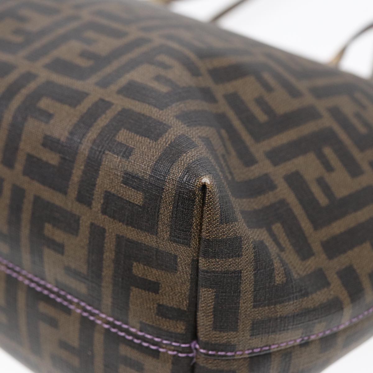 FENDI Zucca Canvas Tote Bag Brown Black goldep5268