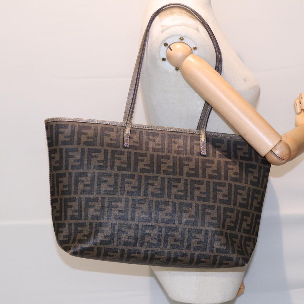 FENDI Zucca Canvas Tote Bag Brown Black goldep5268