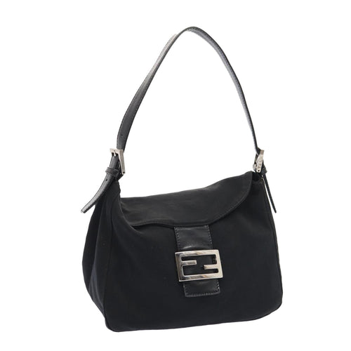FENDI Mamma Baguette Hand Bag Nylon Black Silverep5313