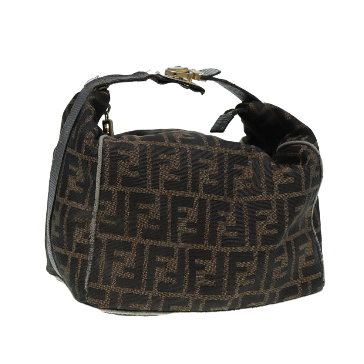 FENDI Zucca Canvas Vanity Bag Brown Black goldep5316