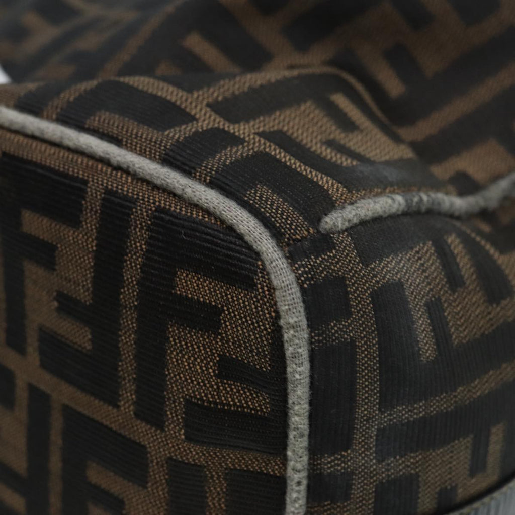 FENDI Zucca Canvas Vanity Bag Brown Black goldep5316