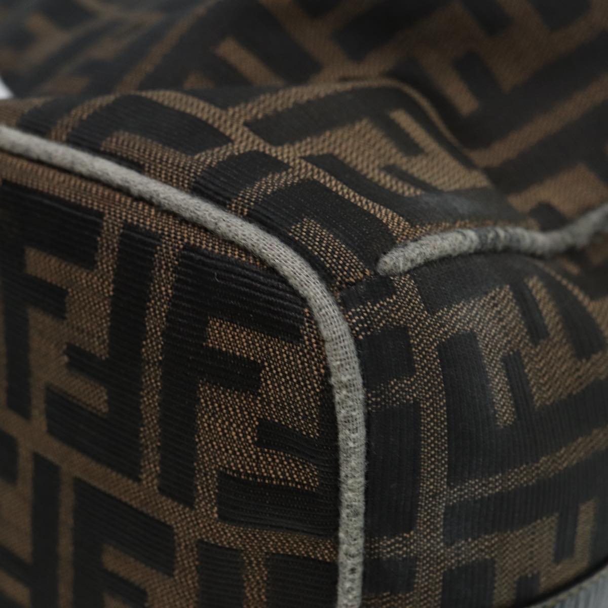 FENDI Zucca Canvas Vanity Bag Brown Black goldep5316