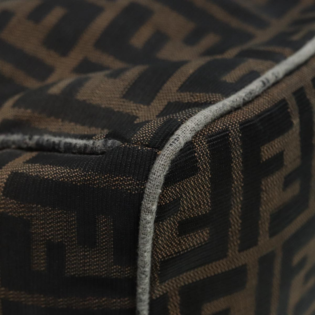 FENDI Zucca Canvas Vanity Bag Brown Black goldep5316
