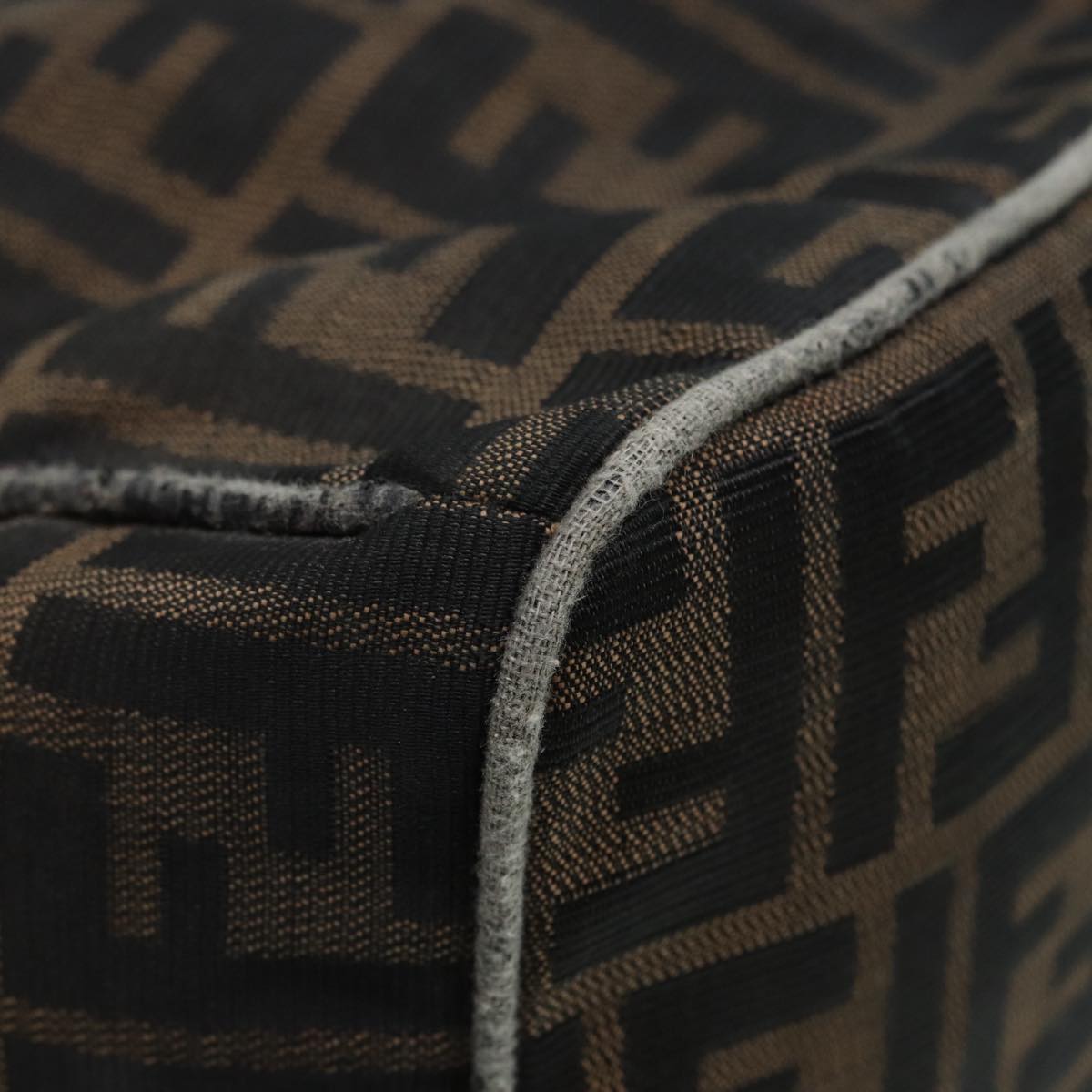 FENDI Zucca Canvas Vanity Bag Brown Black goldep5316