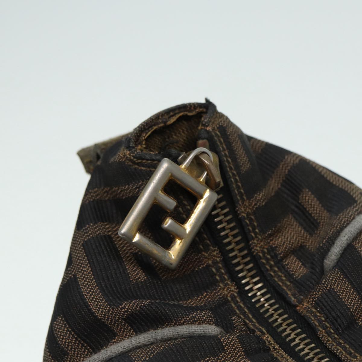 FENDI Zucca Canvas Vanity Bag Brown Black goldep5316