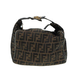 FENDI Zucca Canvas Vanity Bag Brown Black goldep5316