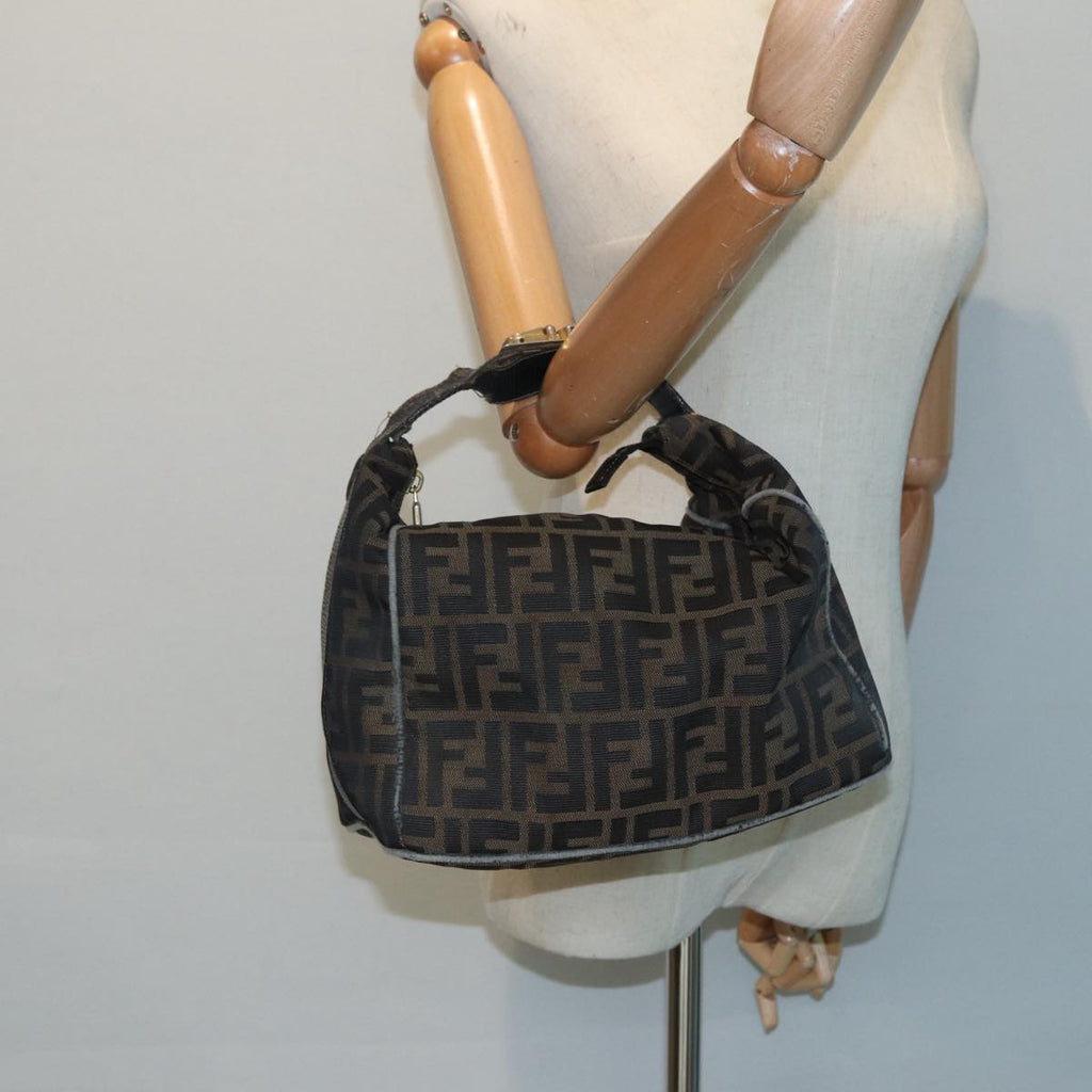 FENDI Zucca Canvas Vanity Bag Brown Black goldep5316