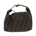FENDI Zucca Canvas Vanity Bag Brown Black goldep5316