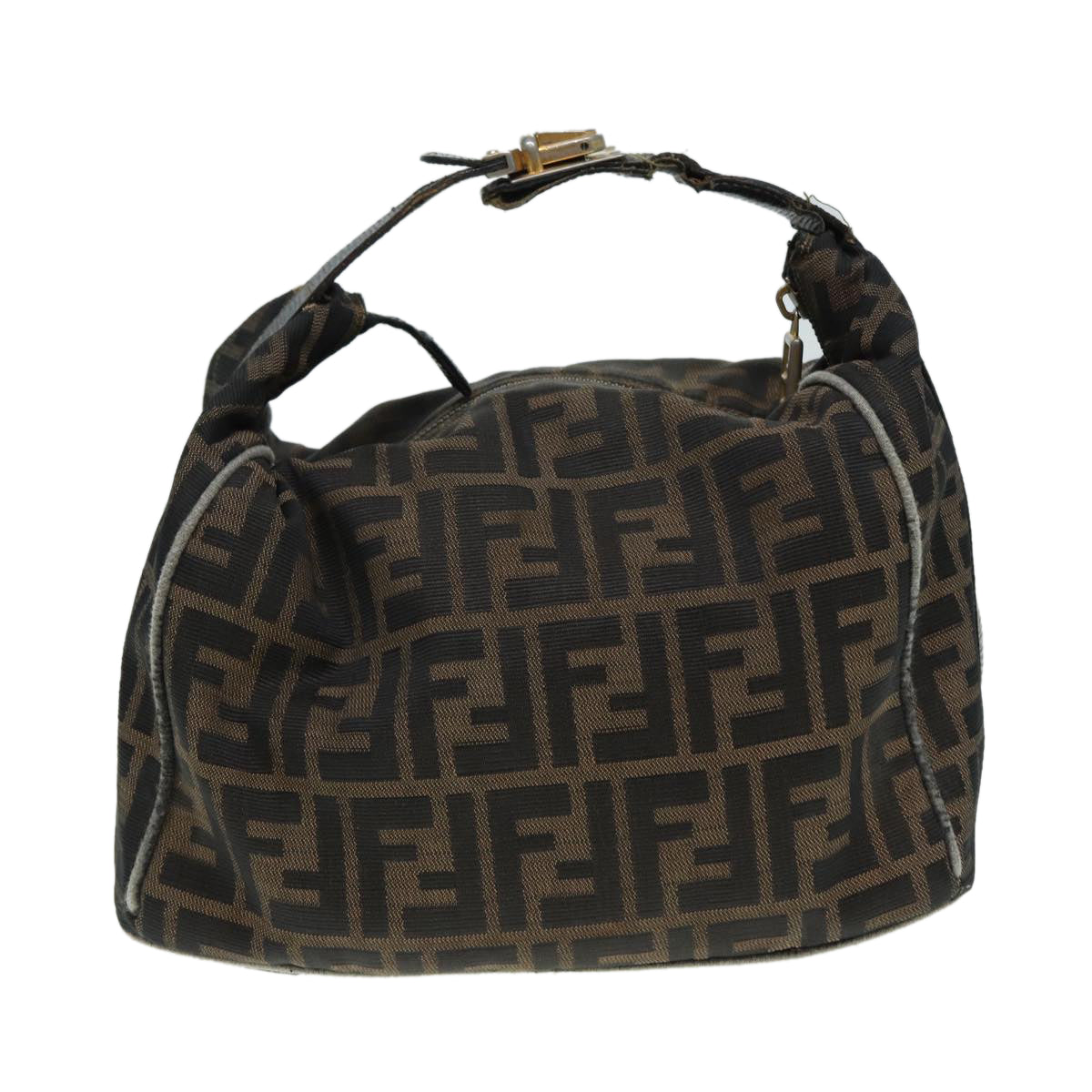 FENDI Zucca Canvas Vanity Bag Brown Black goldep5316