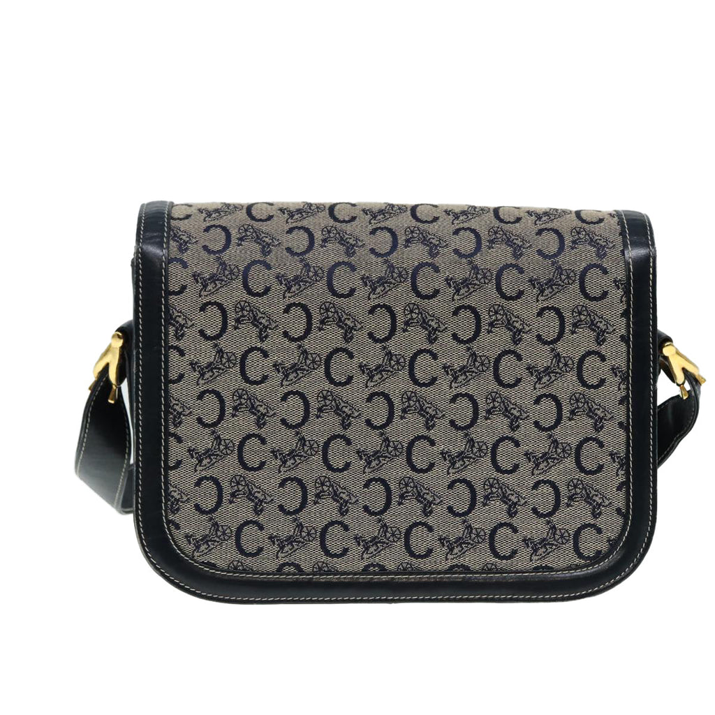 CELINE C Sulky Shoulder Bag Navy Gold Auth ep5332