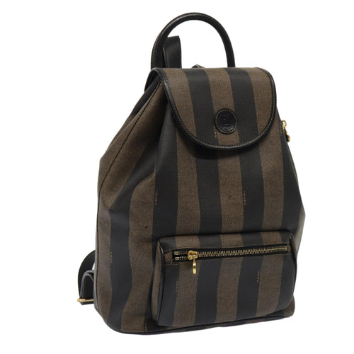 FENDI Pecan Canvas Backpack Brown Black goldep5348