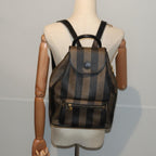 FENDI Pecan Canvas Backpack Brown Black goldep5348