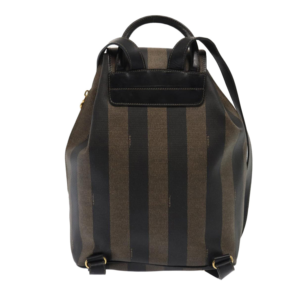 FENDI Pecan Canvas Backpack Brown Black goldep5348