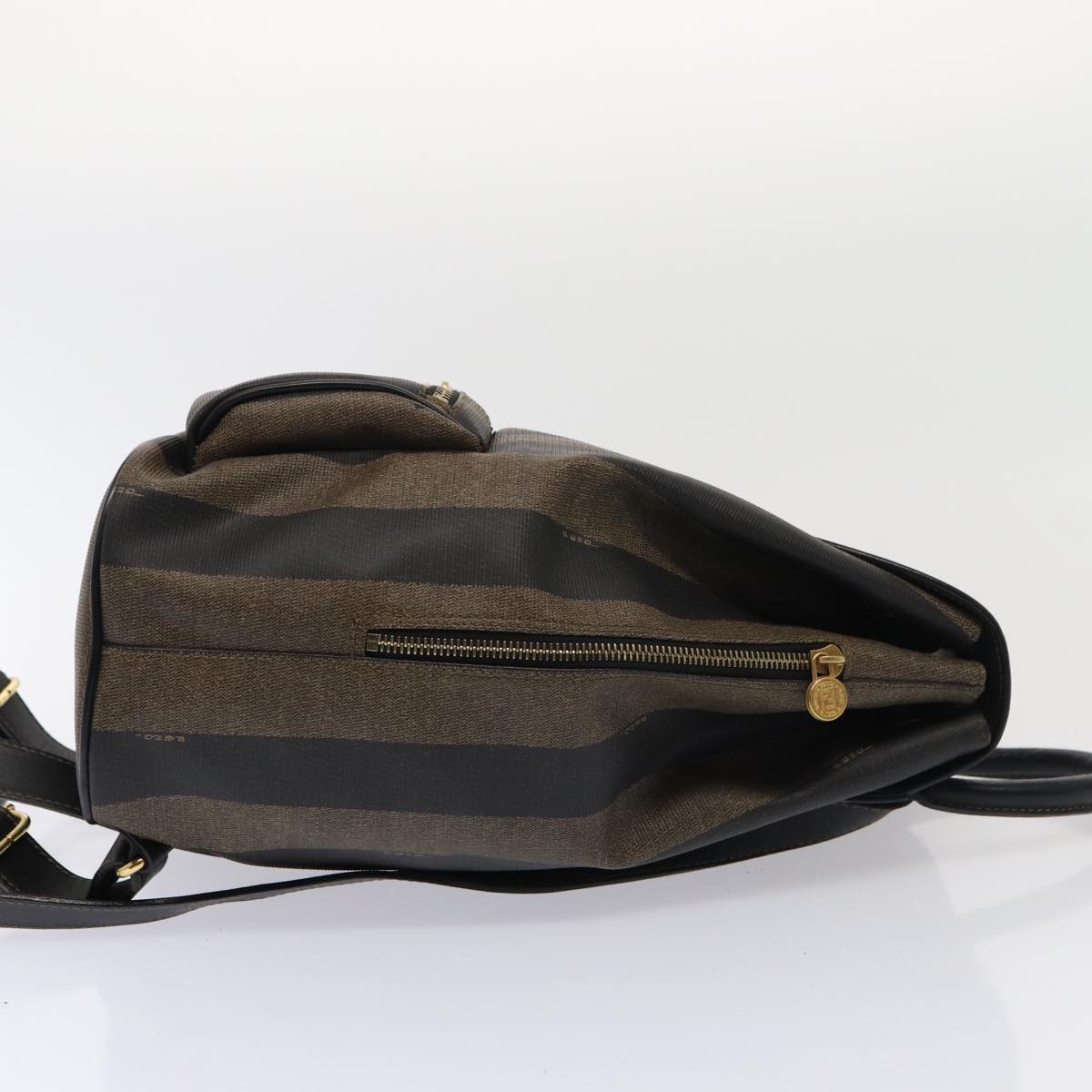 FENDI Pecan Canvas Backpack Brown Black goldep5348