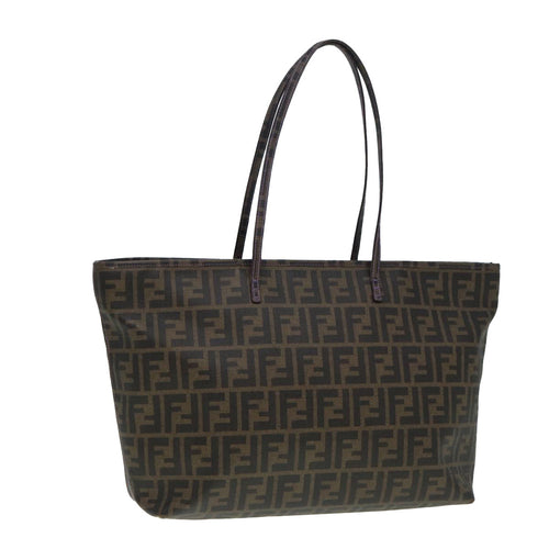 FENDI Zucca Canvas Tote Bag Brown Black goldep5351