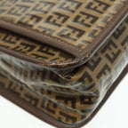 FENDI Zucchino Canvas Shoulder Bag Brown Goldep5363