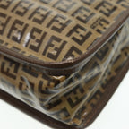 FENDI Zucchino Canvas Shoulder Bag Brown Goldep5363