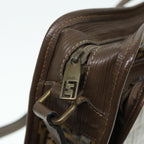 FENDI Zucchino Canvas Shoulder Bag Brown Goldep5363