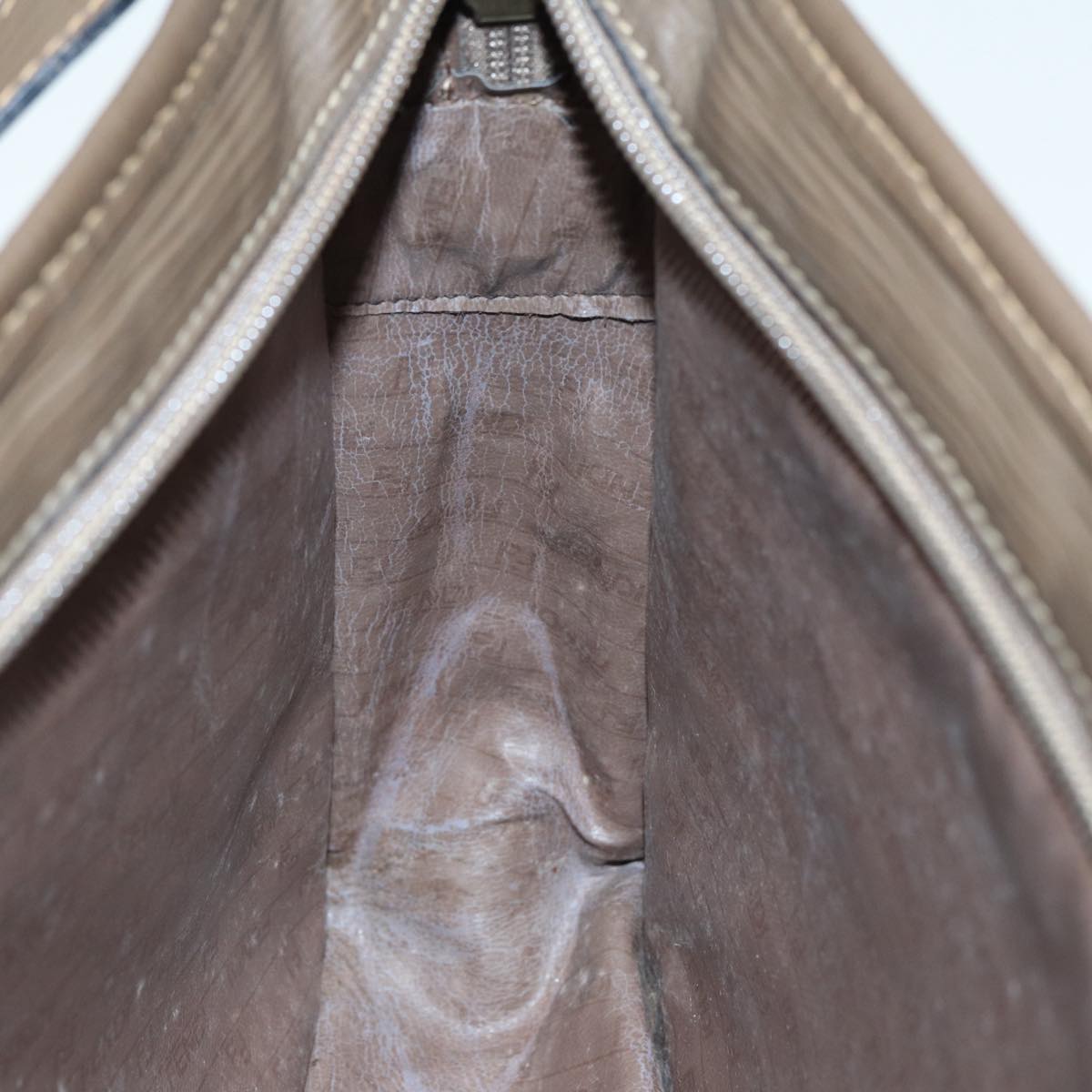 FENDI Zucchino Canvas Shoulder Bag Brown Goldep5363