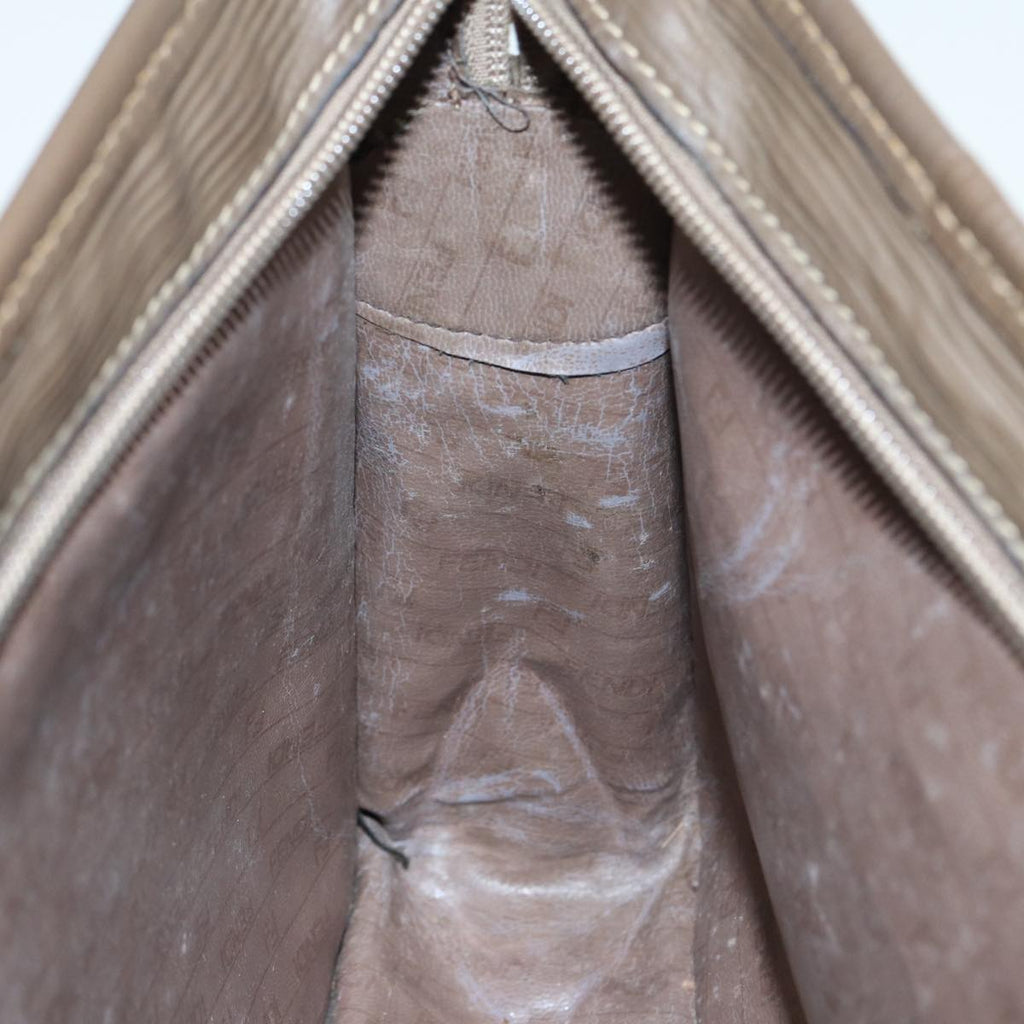 FENDI Zucchino Canvas Shoulder Bag Brown Goldep5363