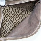 FENDI Zucchino Canvas Shoulder Bag Brown Goldep5363