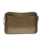 FENDI Zucchino Canvas Shoulder Bag Brown Goldep5363