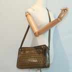 FENDI Zucchino Canvas Shoulder Bag Brown Goldep5363