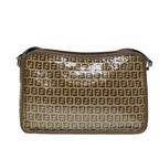 FENDI Zucchino Canvas Shoulder Bag Brown Goldep5363