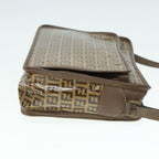 FENDI Zucchino Canvas Shoulder Bag Brown Goldep5363