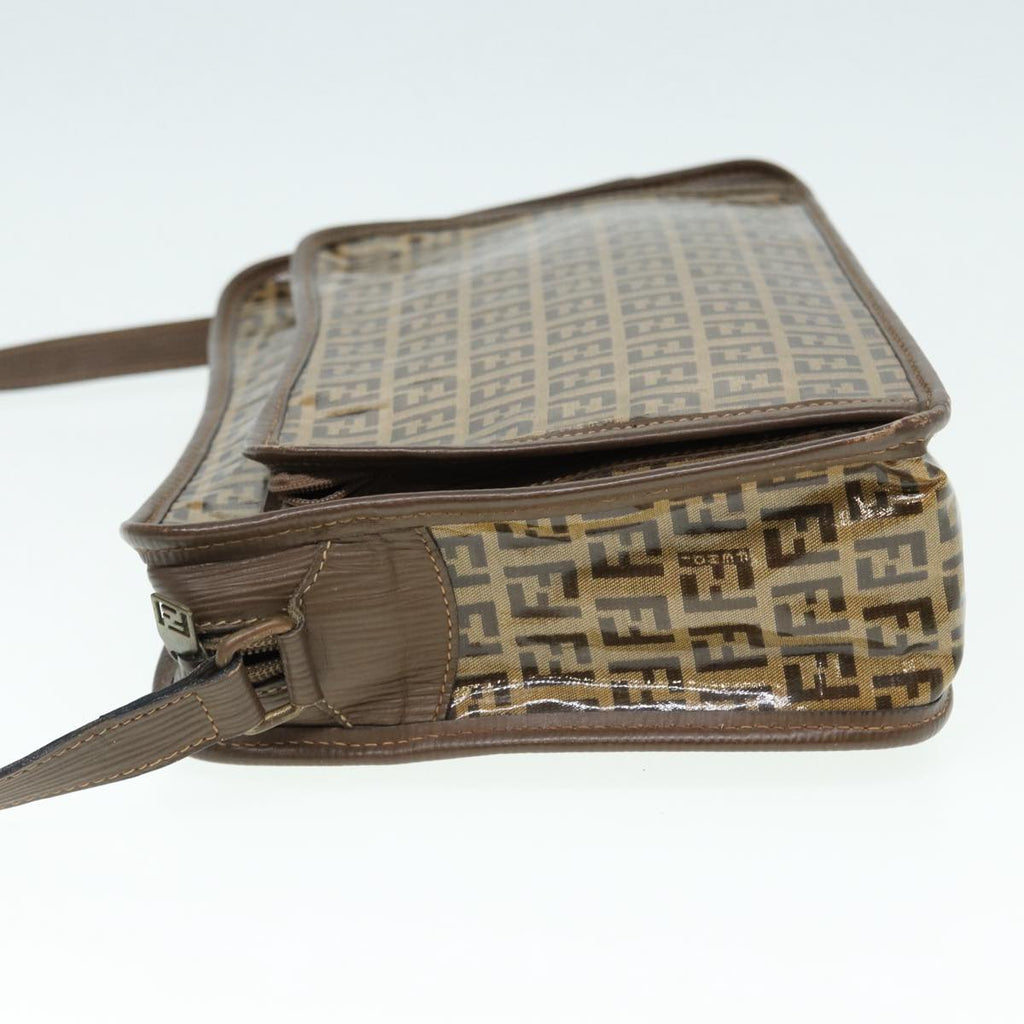 FENDI Zucchino Canvas Shoulder Bag Brown Goldep5363