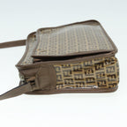 FENDI Zucchino Canvas Shoulder Bag Brown Goldep5363