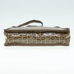 FENDI Zucchino Canvas Shoulder Bag Brown Goldep5363