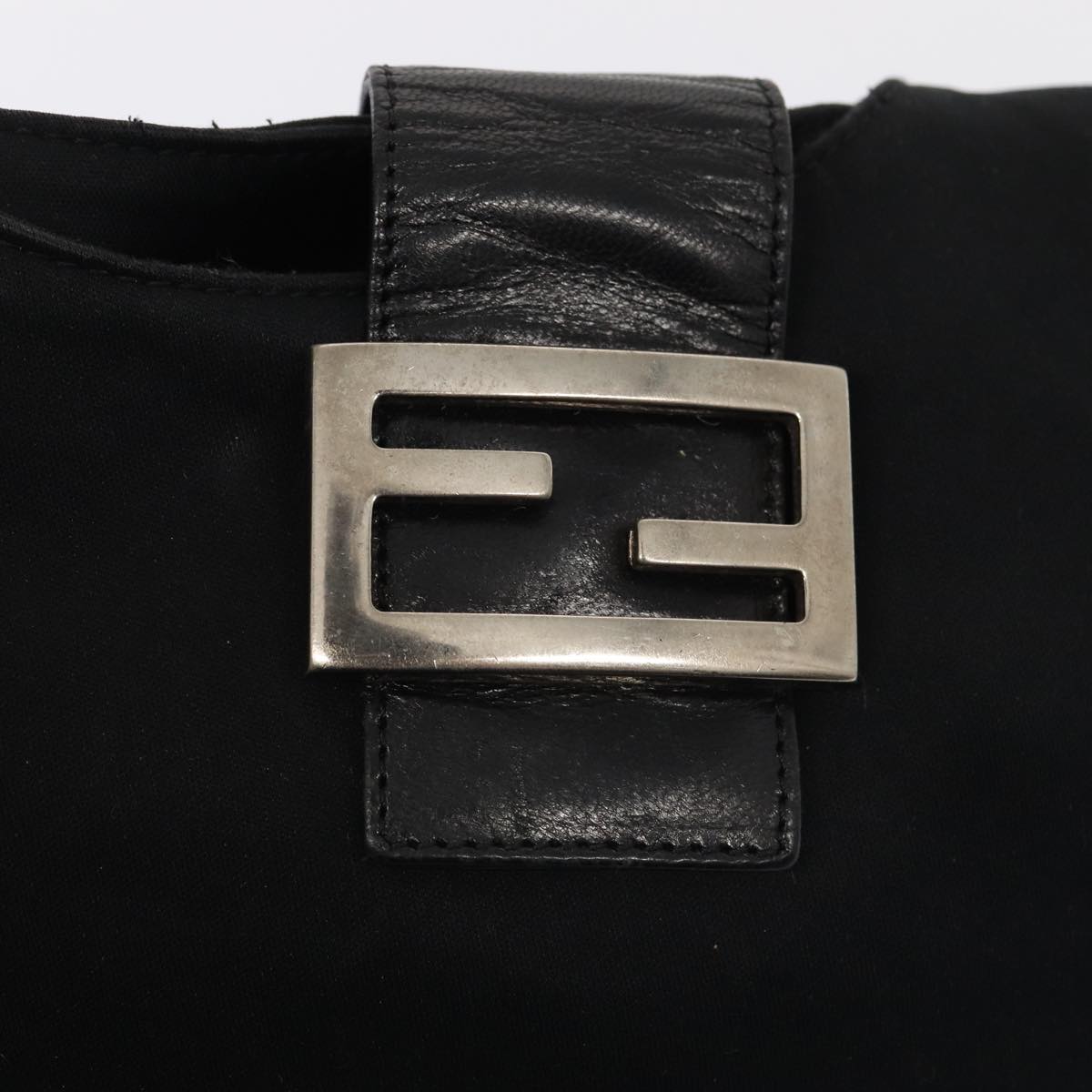 FENDI Mamma Baguette Shoulder Bag Nylon Black Silverep5381