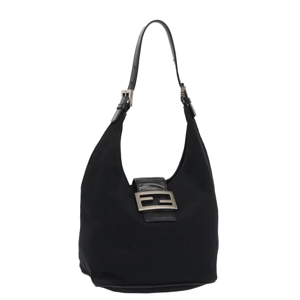 FENDI Mamma Baguette Shoulder Bag Nylon Black Silverep5381