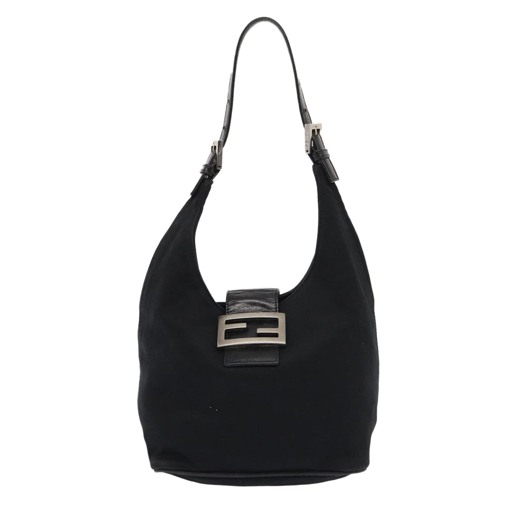 FENDI Mamma Baguette Shoulder Bag Nylon Black Silverep5381