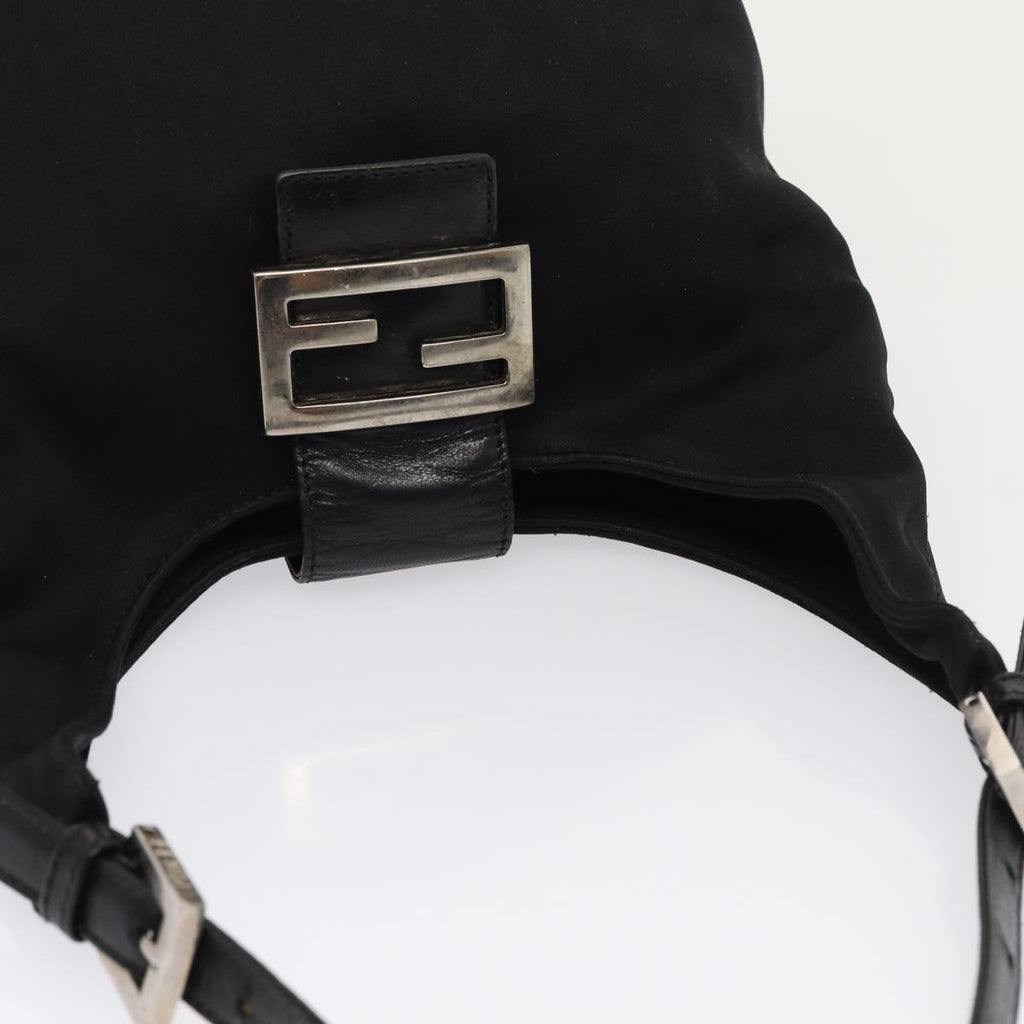 FENDI Mamma Baguette Shoulder Bag Nylon Black Silverep5381