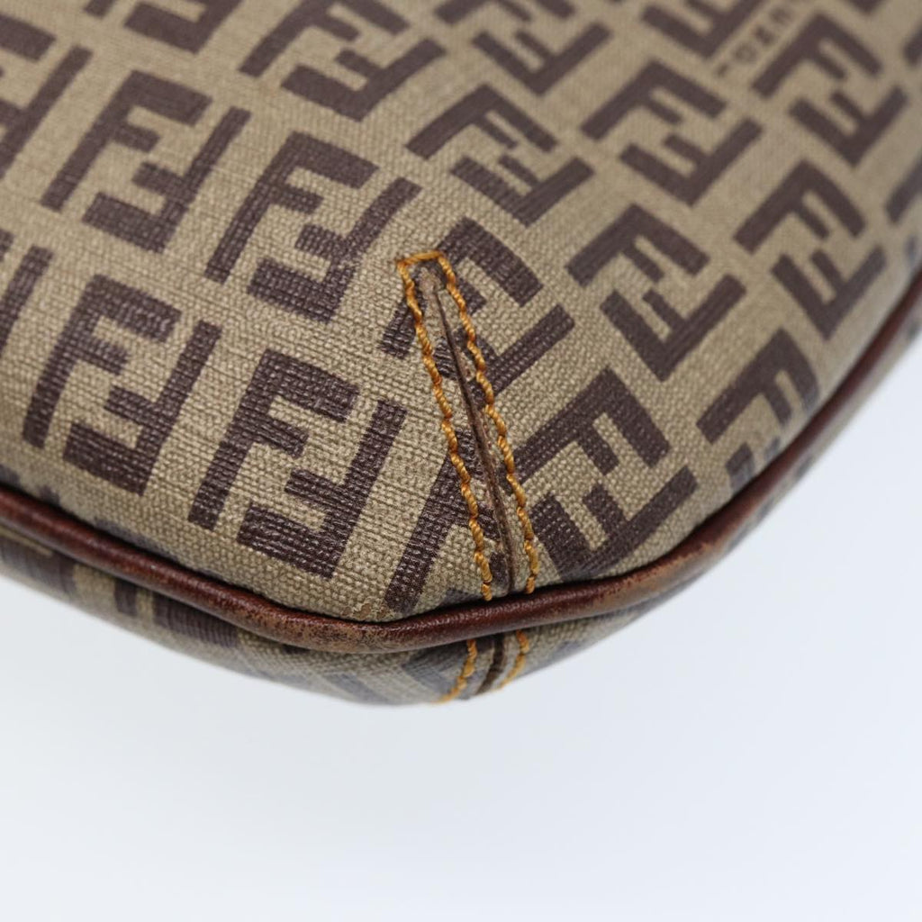 FENDI Zucca Canvas Shoulder Bag Brown Black goldep5455